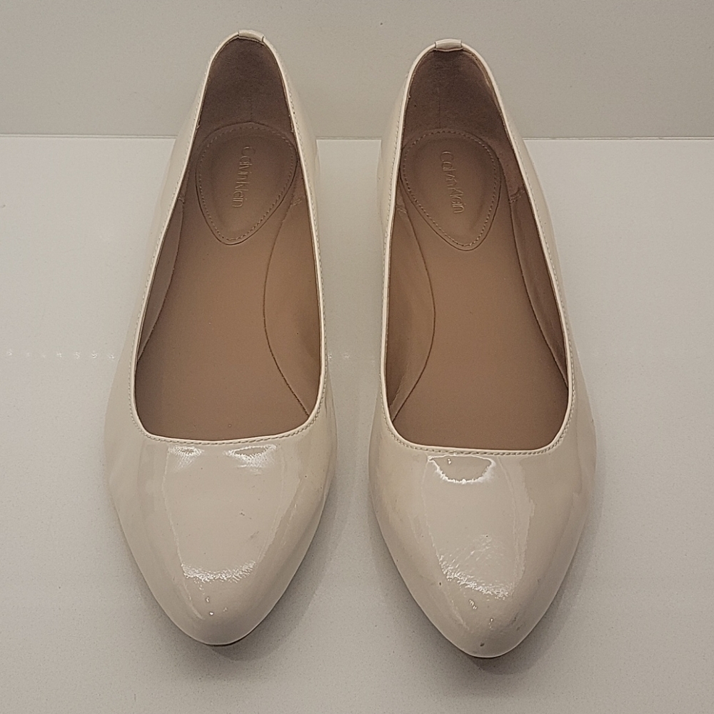 Cream patent leather Calvin Klein ballet flats